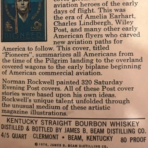 1976 Beam Bourbon Decanter Rockwell Pioneer Saturday Evening Post Vintage Bar - Picture 10 of 13